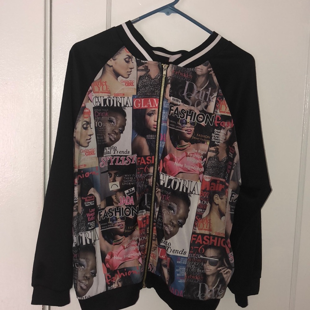 Black fashion zip up bomber
